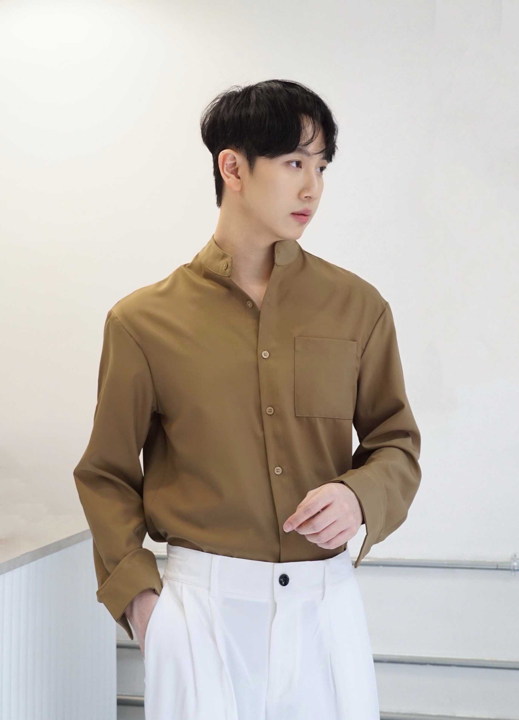 Long sleeve shirt เสื้อคอจีนแขนยาว Kinsboy Style (KN55)