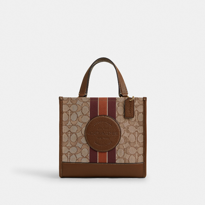Coach CQ878 Dempsey Tote 22 (IMVGB) กระเป๋าสะพายผู้หญิง สี Im/Khaki/Saddle Multi