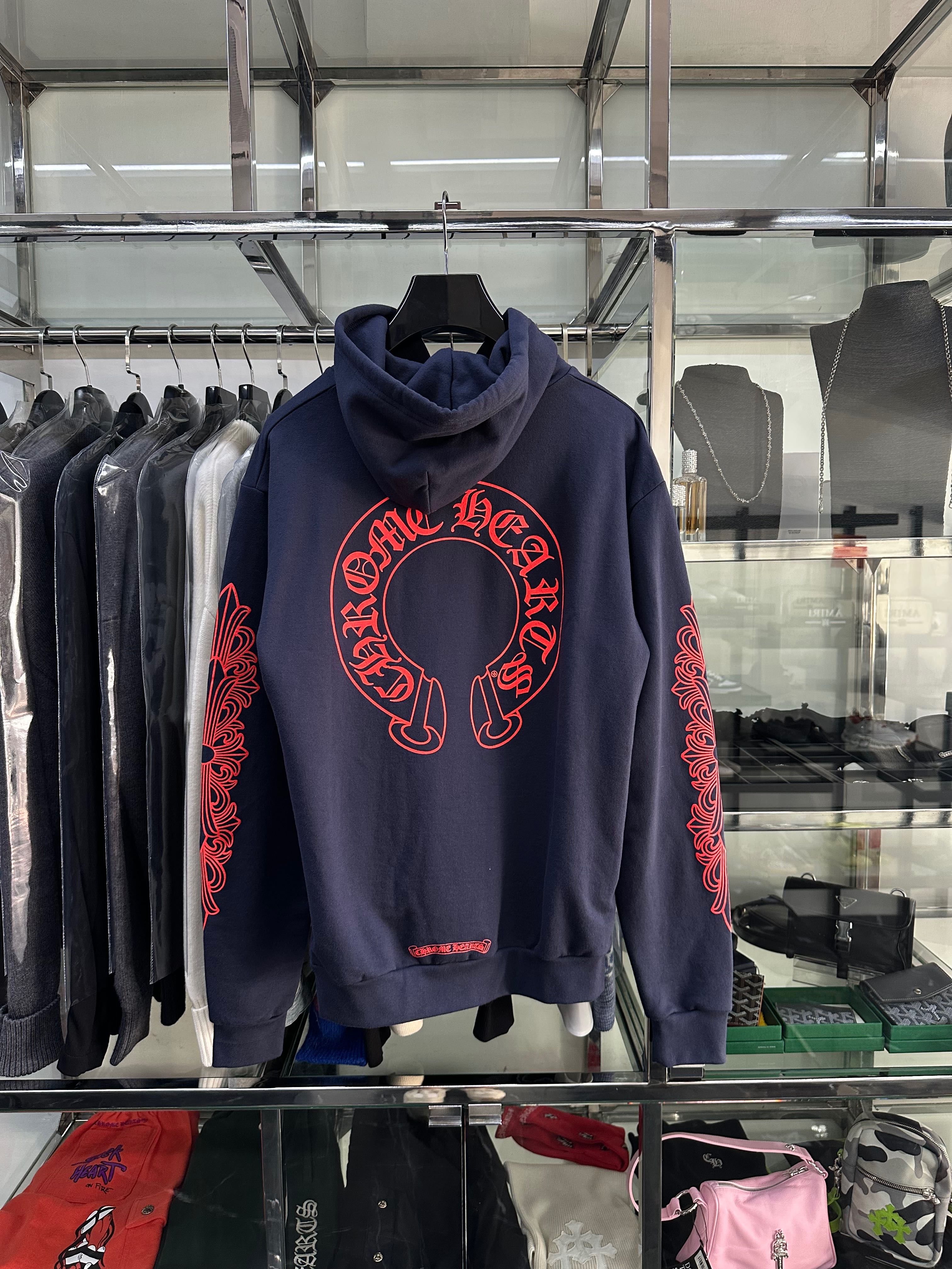 Chrome Hearts Red Floral Hoodie Navy