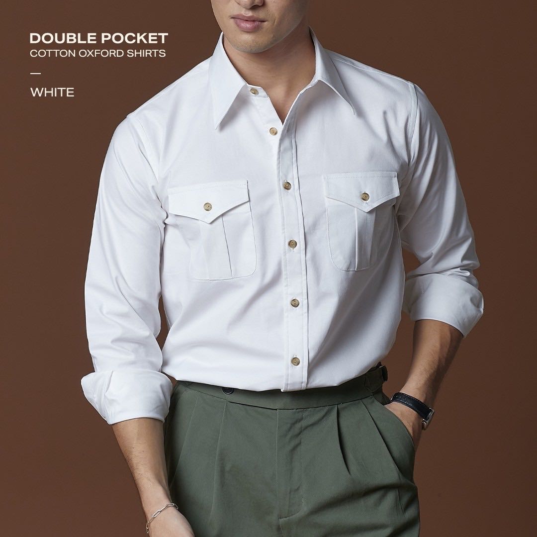 DOUBLE POCKETS SHIRT - WHITE 