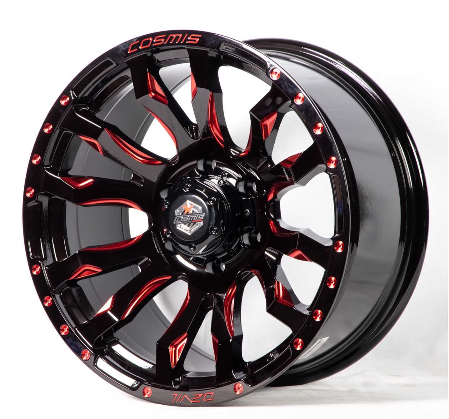 แม็กซ์ DUB-12(9059) 18X9.0 6X114.3 ET25 CB.66.1 GLOSS/BLACK+MILLING RED LACKER(K)Custom