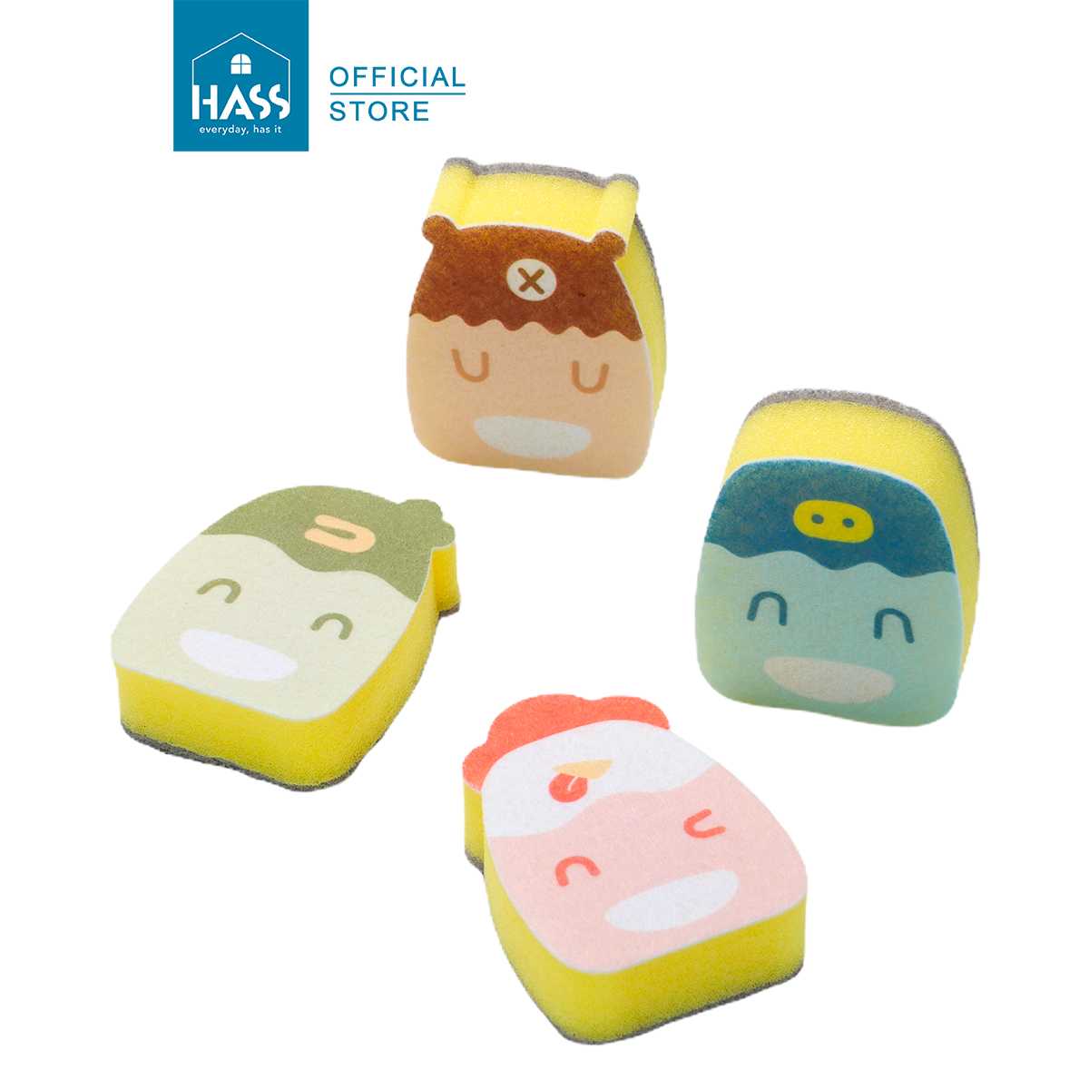 ฟองน้ำล้างจาน Happy Sponges (4 ชิ้น)