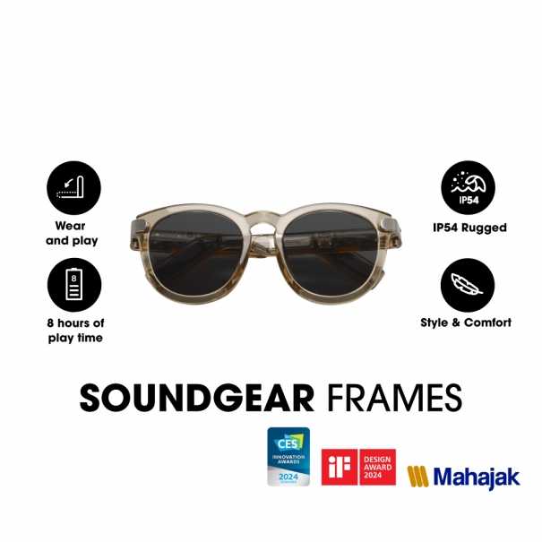 JBLSOUNDGEAR FRAMES (ROUND) สีแอมเบอร์ ลำโพงแว่นกันแดดไร้สาย#JBL#MAHAJAK#แว่นกันแดด
