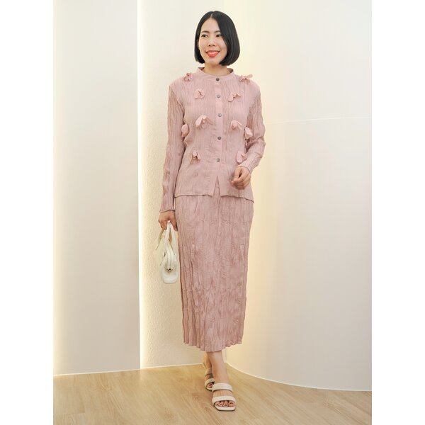CLEARANCE SALE!! 2MUAY รุ่น CX1643 ชุดเซ็ตอัดพลีท GRACEFUL 3D FLOWER PLEATED SET 5 สี FREE SIZE