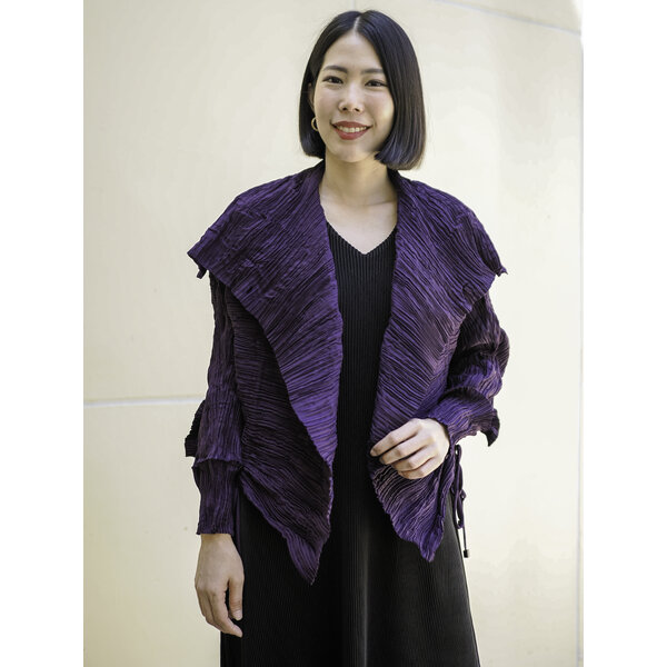 อกถึง 50 นิ้ว 2MUAY รุ่น GJO20108 เสื้อคลุมอัดพลีท SHAWL COLLAR PLEATED CARDIGAN 3สี FREE SIZE