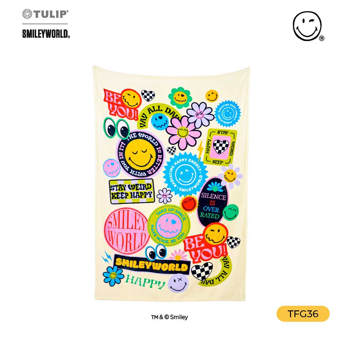 [New] ผ้าห่ม Fleece ลาย SmileyWorld  TFG36