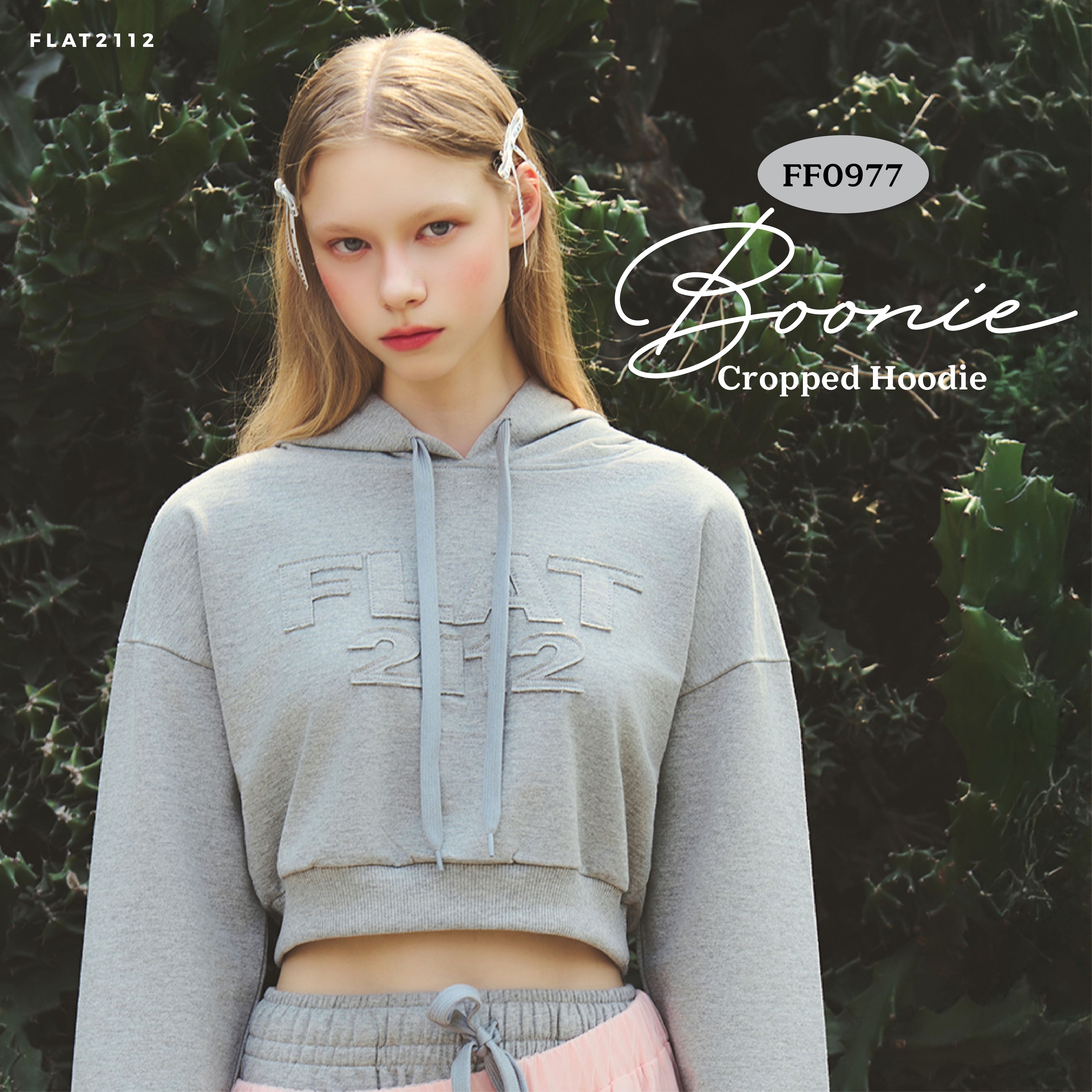 FLAT2112 FF0977 : BOONIE CROPPED HOODIE ฮู้ดดี้ เสื้อฮู้ด เสื้อฮู้ดครอป เสื้อฮู้ดสั้น