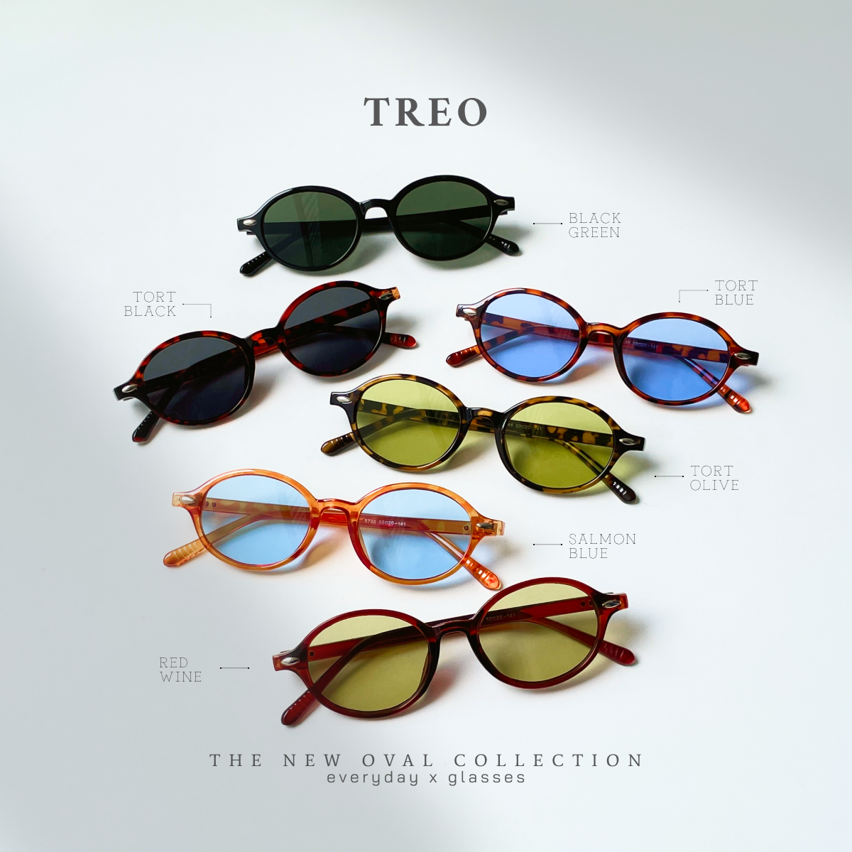 TREO KLEO x EVERYDAY แว่นกันแดด กรอบอะซิเตท กันแดดUV400 วงรีชิคเก๋ สวมใส่มีสไตล์ น้ำหนักเบา