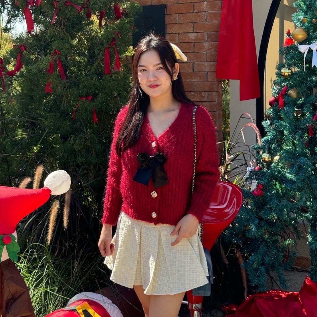M220 : Red knit Cardigan 