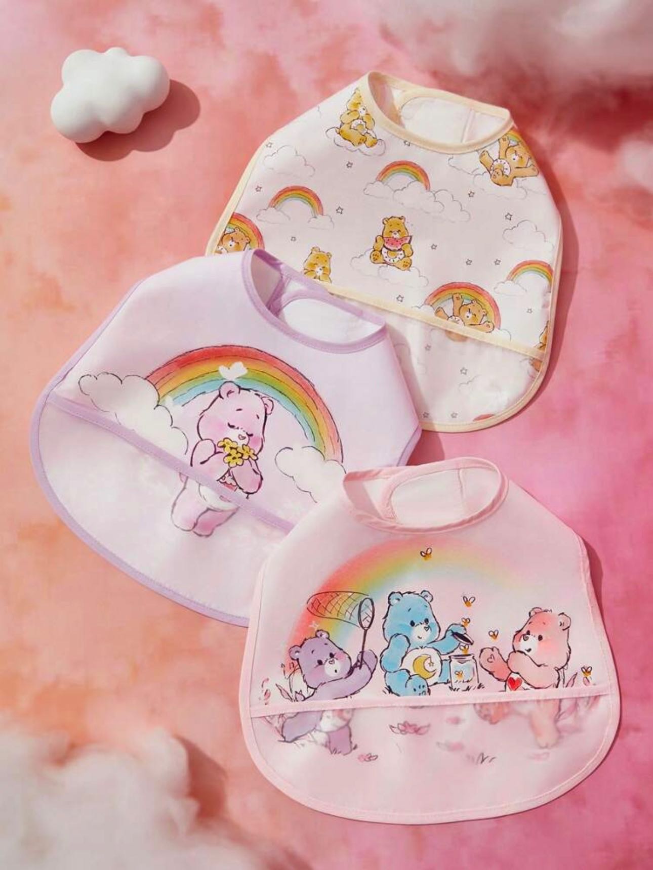 พร้อมส่ง🍼Care Bears Baby ผ้ากันเปื้อน3ชิ้น 