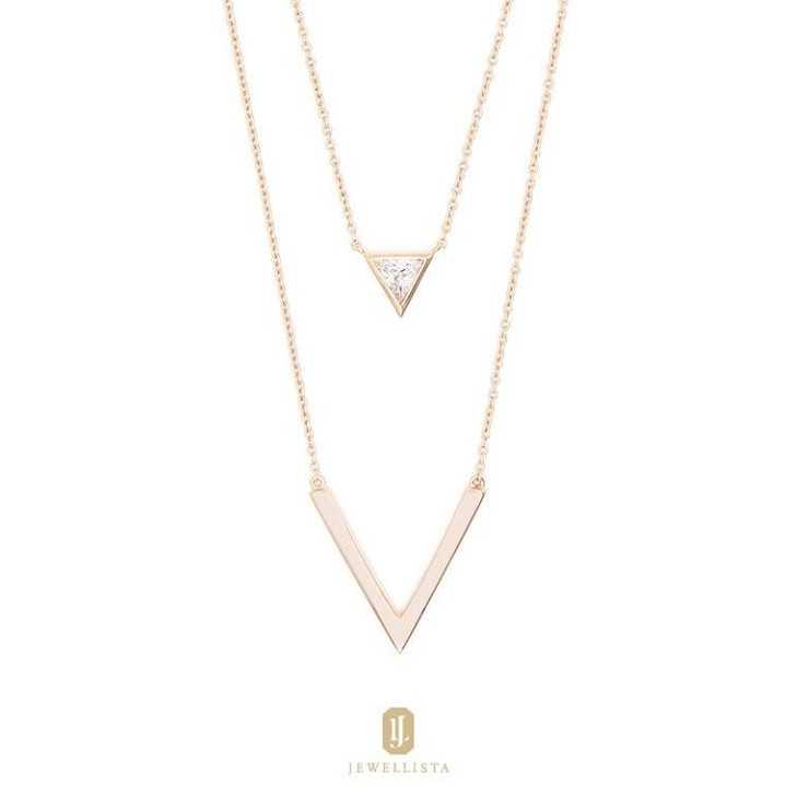 Jewellista จี้พร้อมสร้อย Valentina  ชุบ Rhodium, 14K Yellow gold , Rose gold