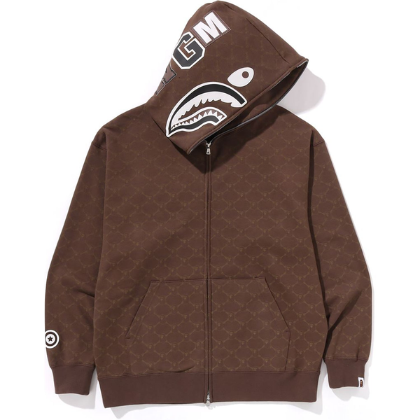 Bape College Monogram Relaxed Fit Shark Zip Hood Brown