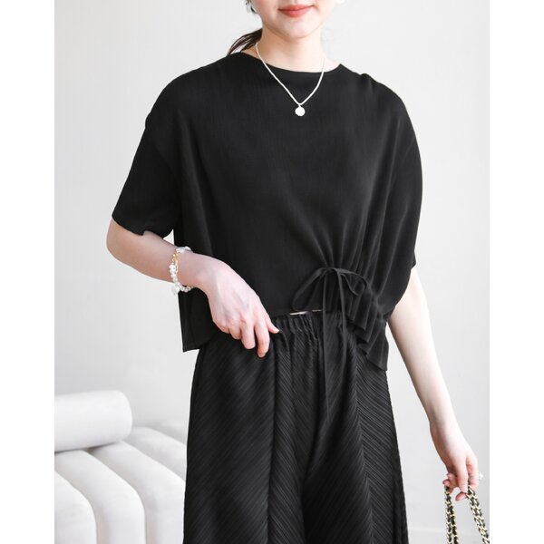 2MUAY รุ่น GJO1226 เสื้อพลีทคุณภาพ SHORT SLEEVE WAIST DRAWSTRING PLEATED TOP 10 สี FREE SIZE