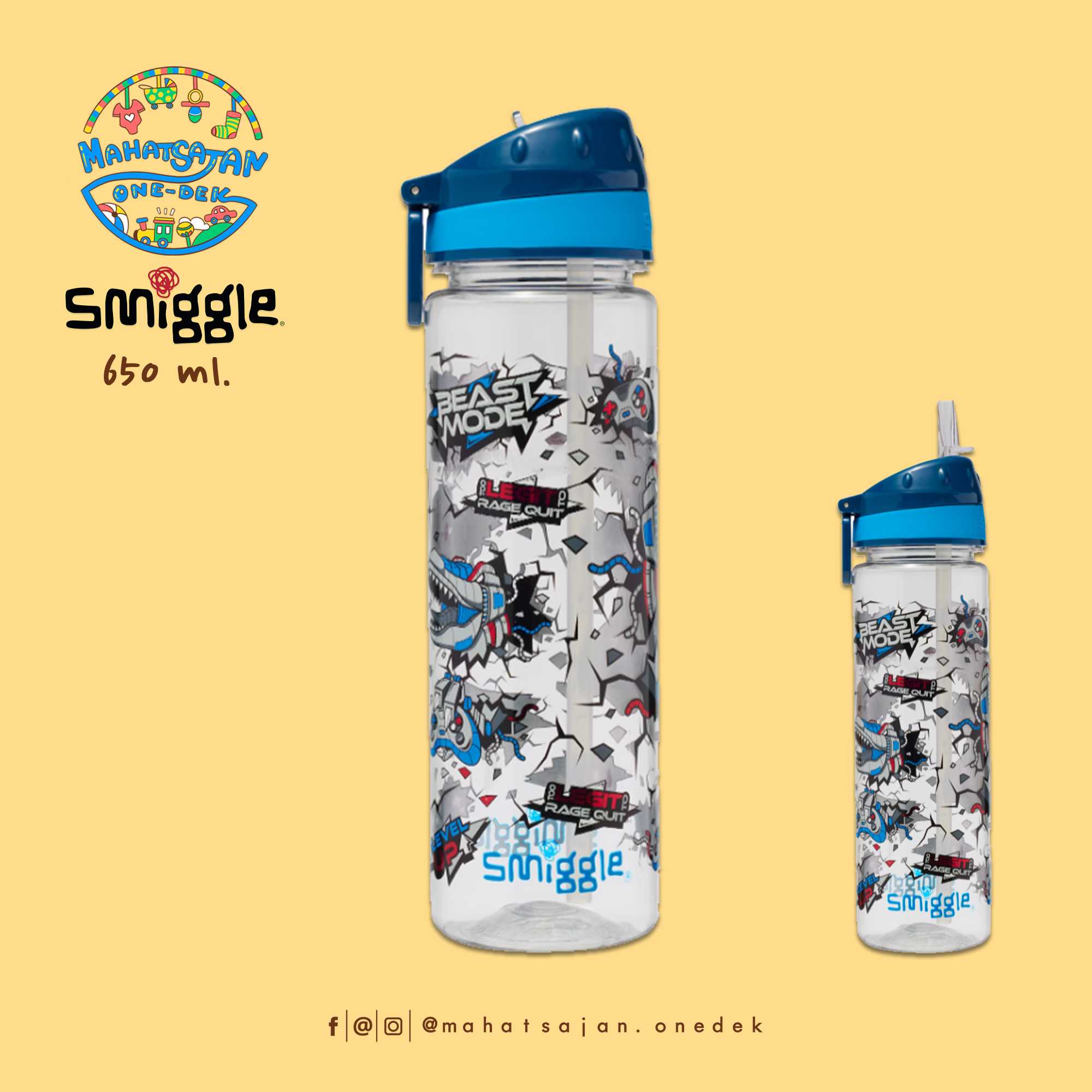 Fly High Drink Up Plastic Drink Bottle 650 ml.  กระบอกน้ำพลาสติก หลอดดูด บรรจุ 650 มล.