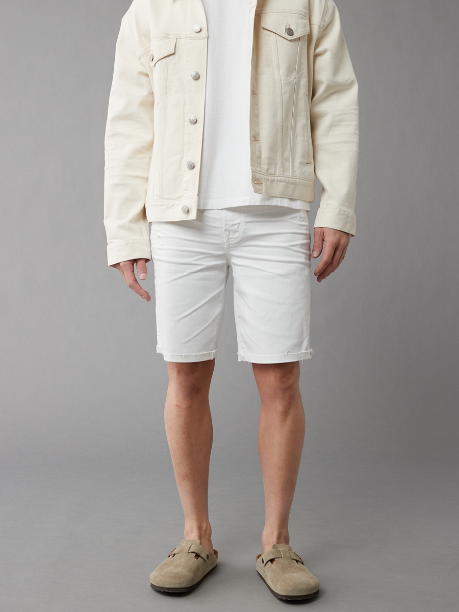 กางเกงขาสั้น ผู้ชาย WHITE W/ BULLETHOLES DENIM CUTOFF SHORT - CUT & CUFF ( 013-7746-100 )