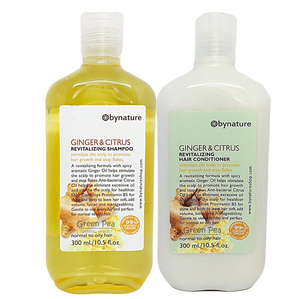 bynature ,แชมพูจิงเจอร์ไซทรัส และ ครีมนวดผม , 300มล, Ginger Citrus Shampoo&Conditioner
