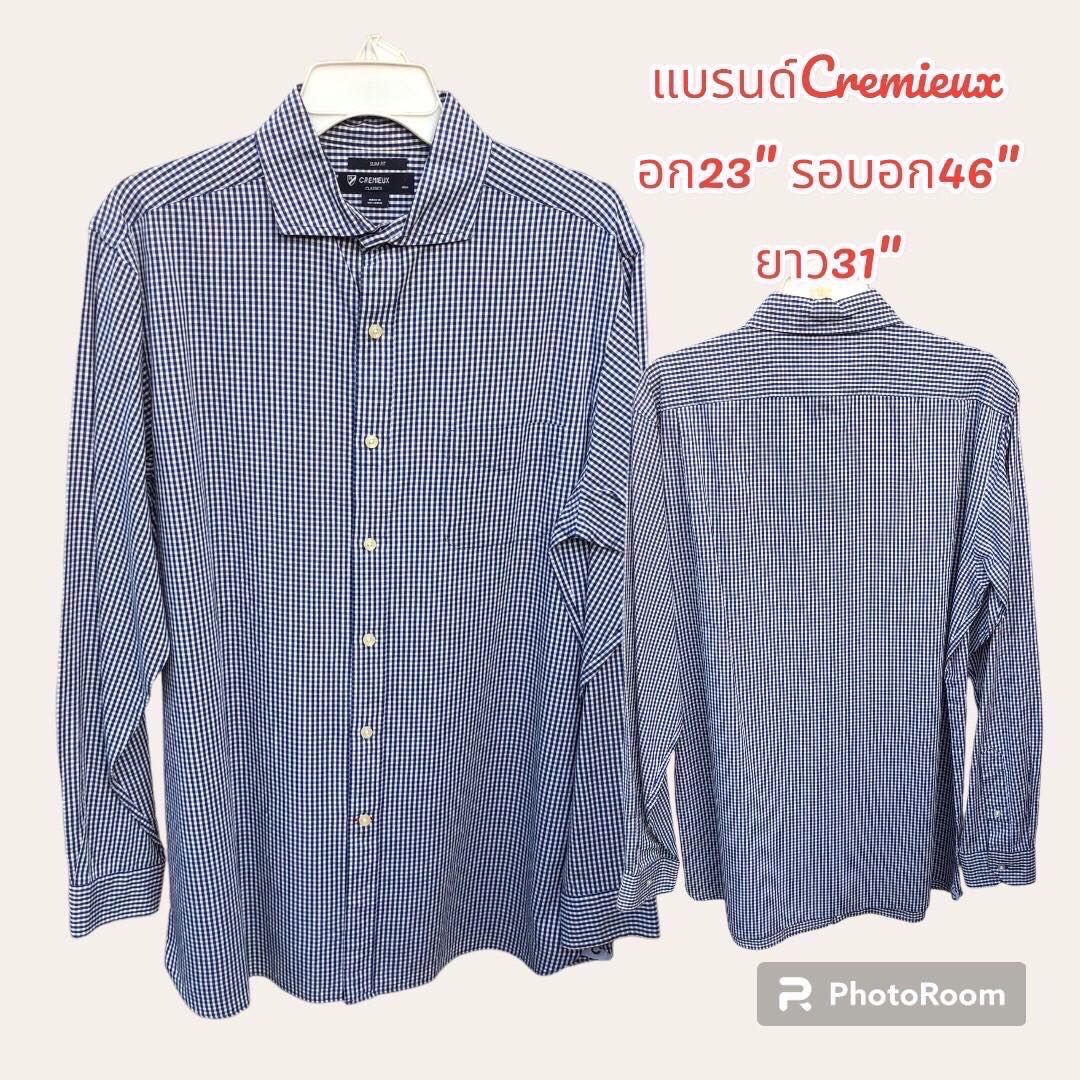 เสื้อเชิ้ตลายสก็อตแขนยาว แบรนด์ห้างงานนอกมือ2เกรดA สินค้าพร้อมจัดส่ง