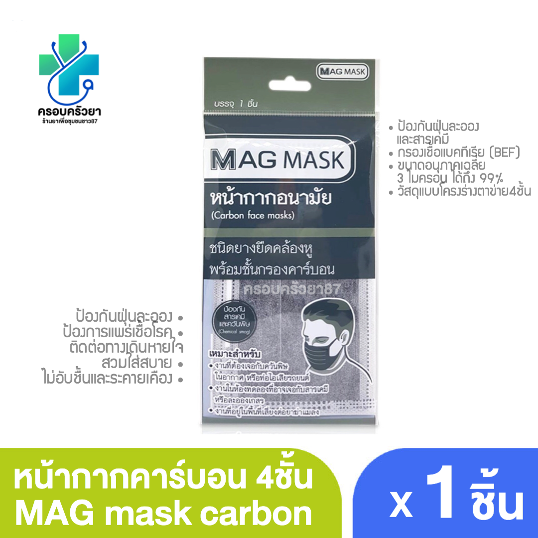 หน้ากากคาร์บอน หน้ากากอนามัย 4 ชั้น MAG MASK (Carbon face mask) ป้องกันฝุ่นละออง ควันพิษและสารเคมี 