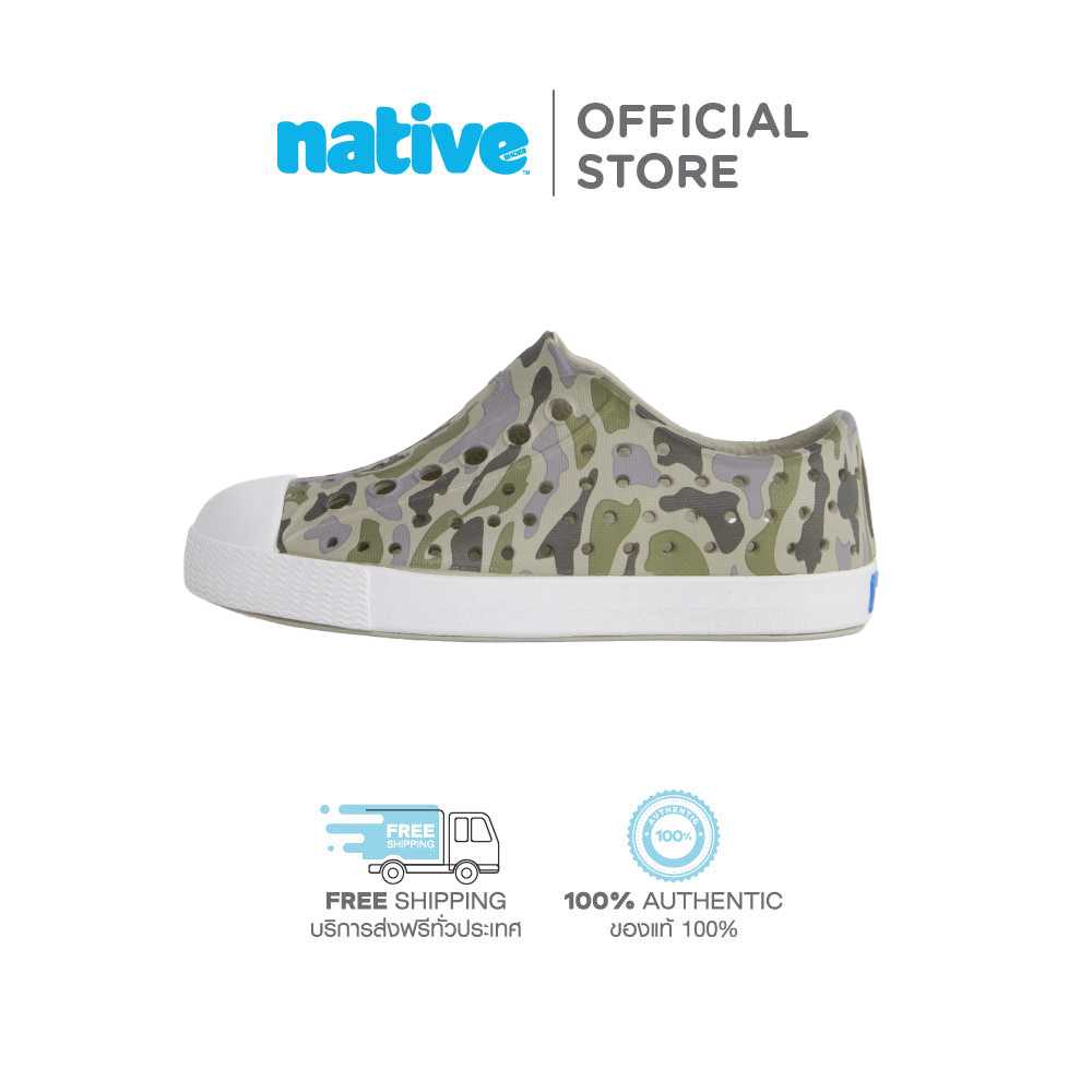 Native รองเท้ากันน้ำเด็กเล็ก EVA รุ่น Jefferson Print Silk Grey/ Shell White/ Vetiver Camo