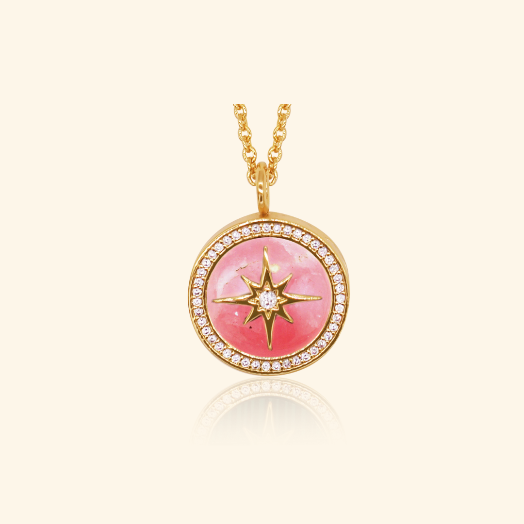 Shependence สร้อยคอสเตลล่าล็อกเก็ตลายหินโรสควอต์(Stellar Rose Locket Necklace)