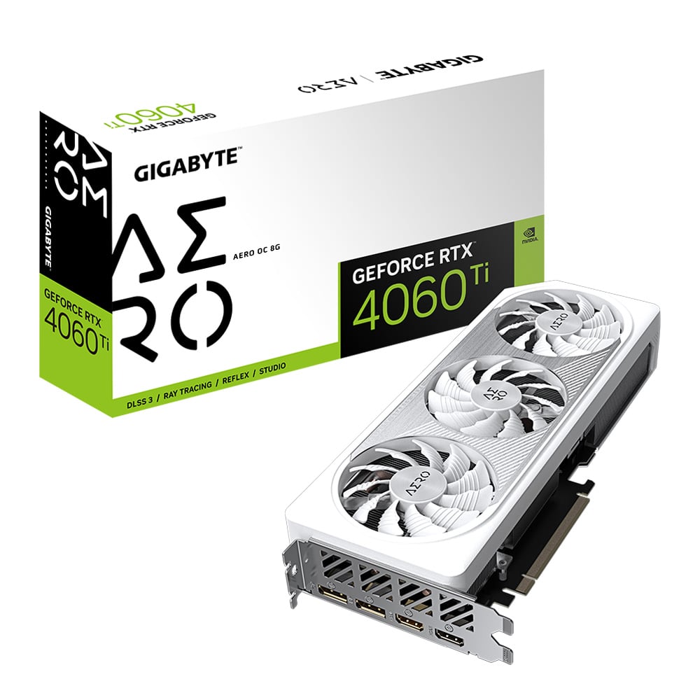 VGA (การ์ดแสดงผล) GIGABYTE GEFORCE RTX 4060 TI AERO OC 8G - 8GB GDDR6 (GV-N406TAERO OC-8GD)