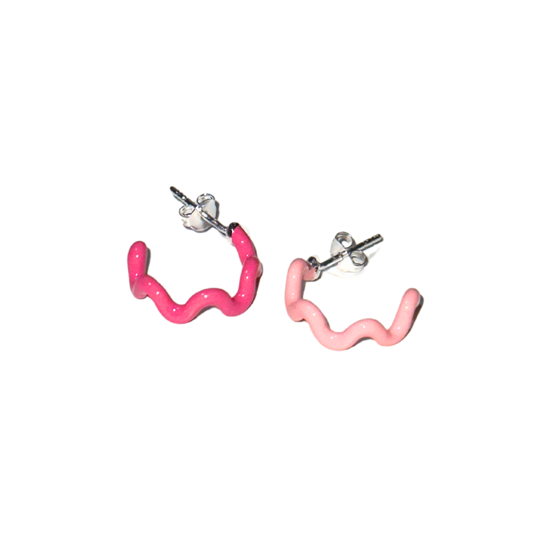 Mini Wavy Earrings - Two Tone