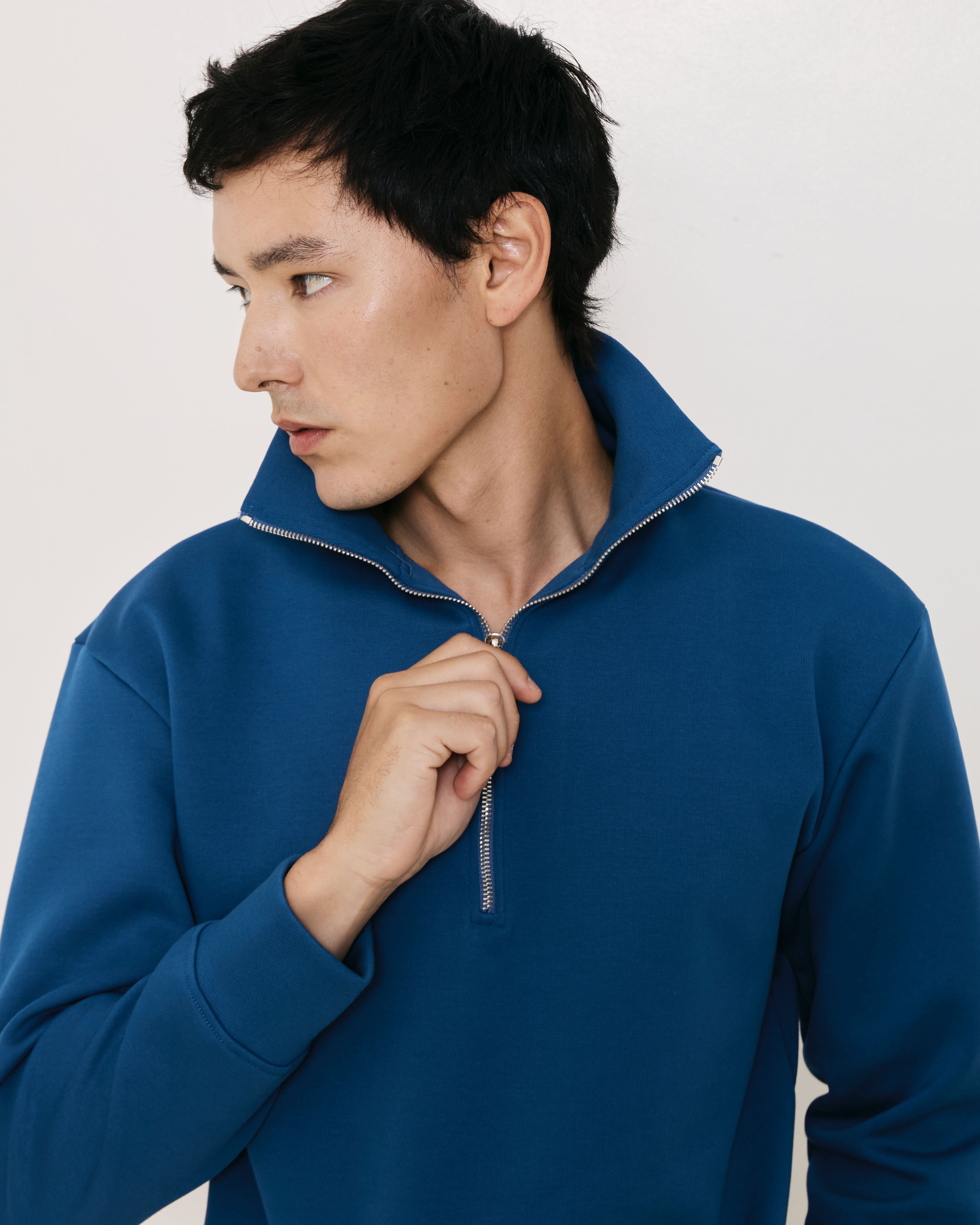 Mineral Blue Zippered Sweater