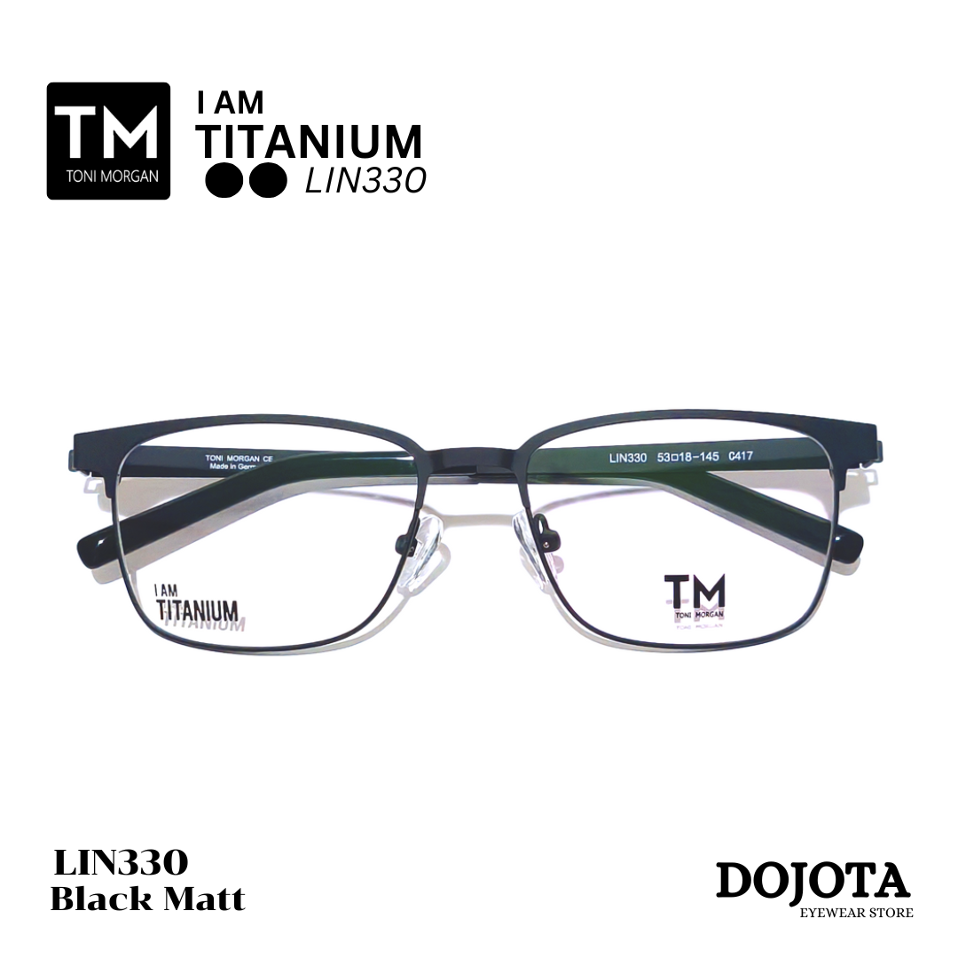 กรอบแว่นตาไทเทเนี่ยม ทรงเหลี่ยม Toni Morgan รุ่น LIN330 สีดำ Black Matt