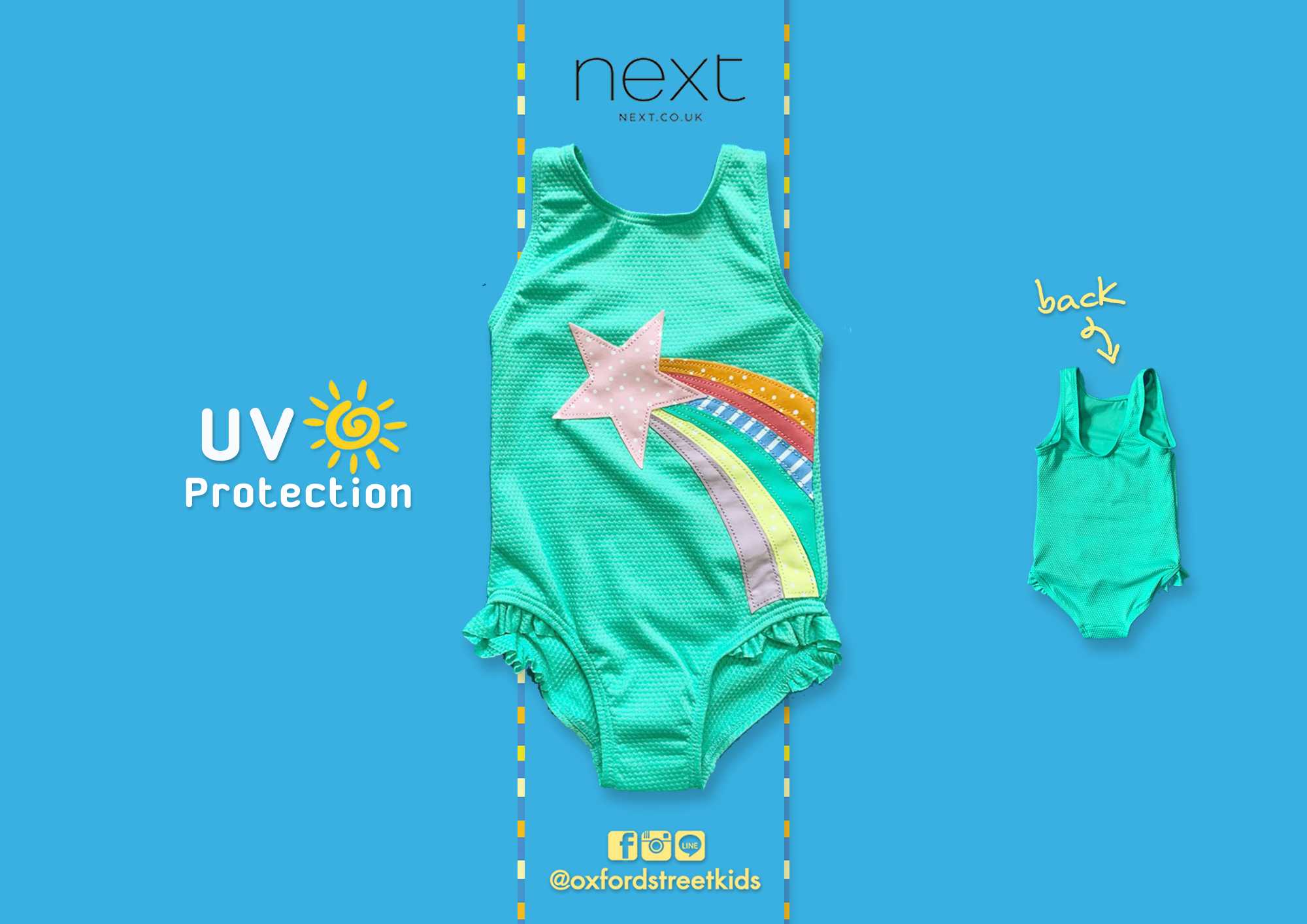 ✅ [9-12M] Next Rainbow Swimsuit UV Protection ชุดว่ายน้ำเด็ก