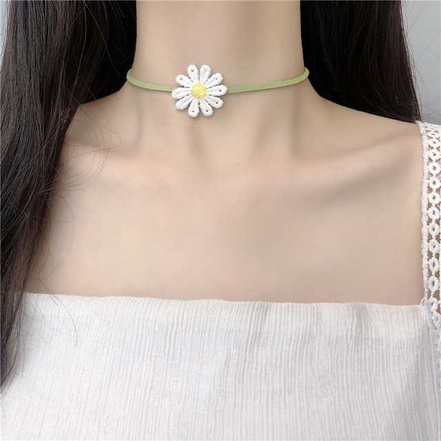 โชคเกอร์เดซี่ สร้อยคอ โชคเกอร์ Choker Daisy สร้อยแฟชั่น โชคเกอร์ผ้า สร้อยคอเดซี่