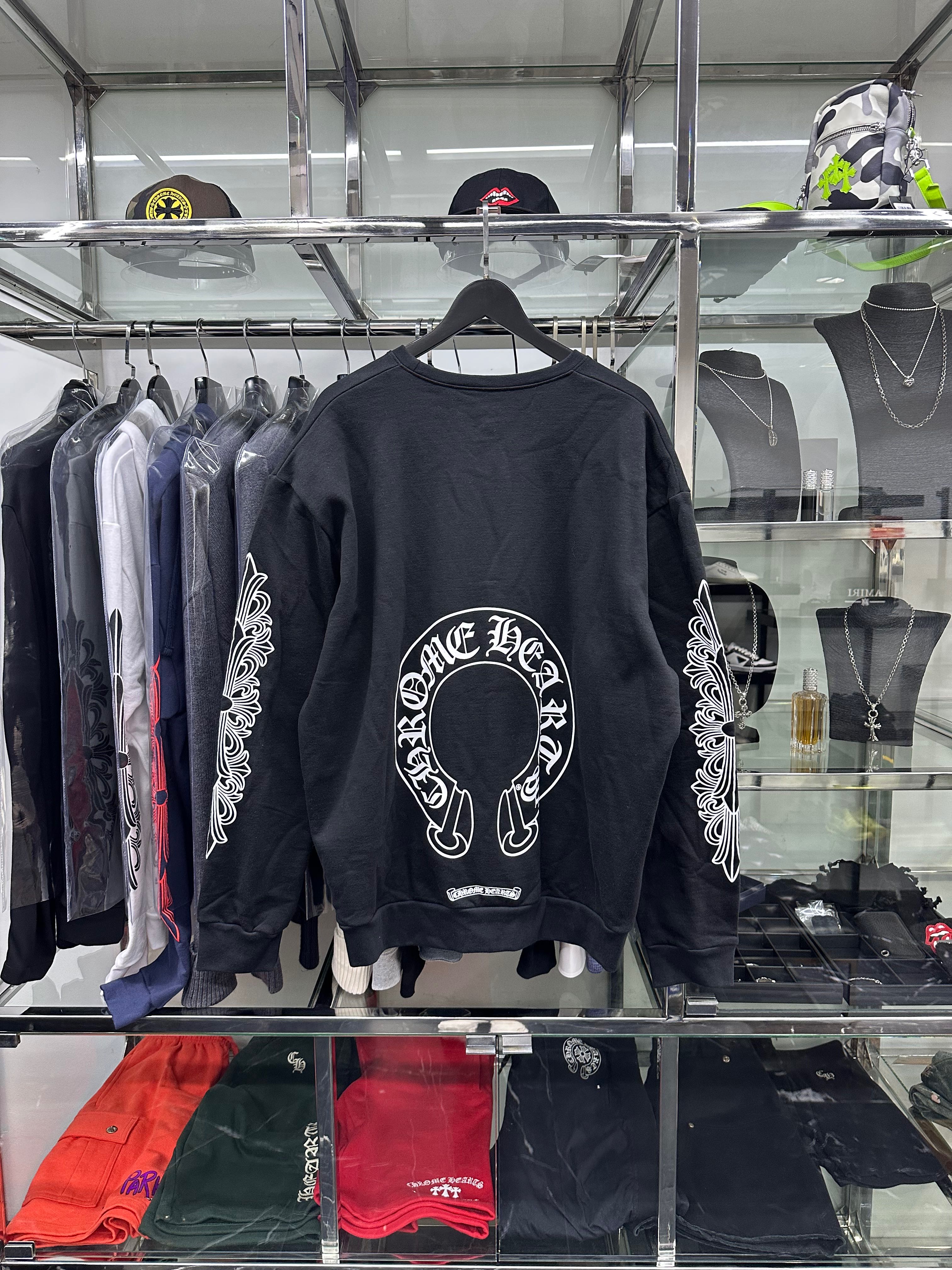 Chrome Hearts Floral Horseshoe Black Sweater