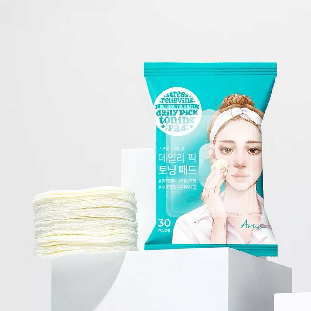 ARIUL STRESS RELIEVING DAILY PICK TONING PAD BLUE  (30 SHEETS)   โทนเนอร์แผ่นสูตรอ่อนโยน