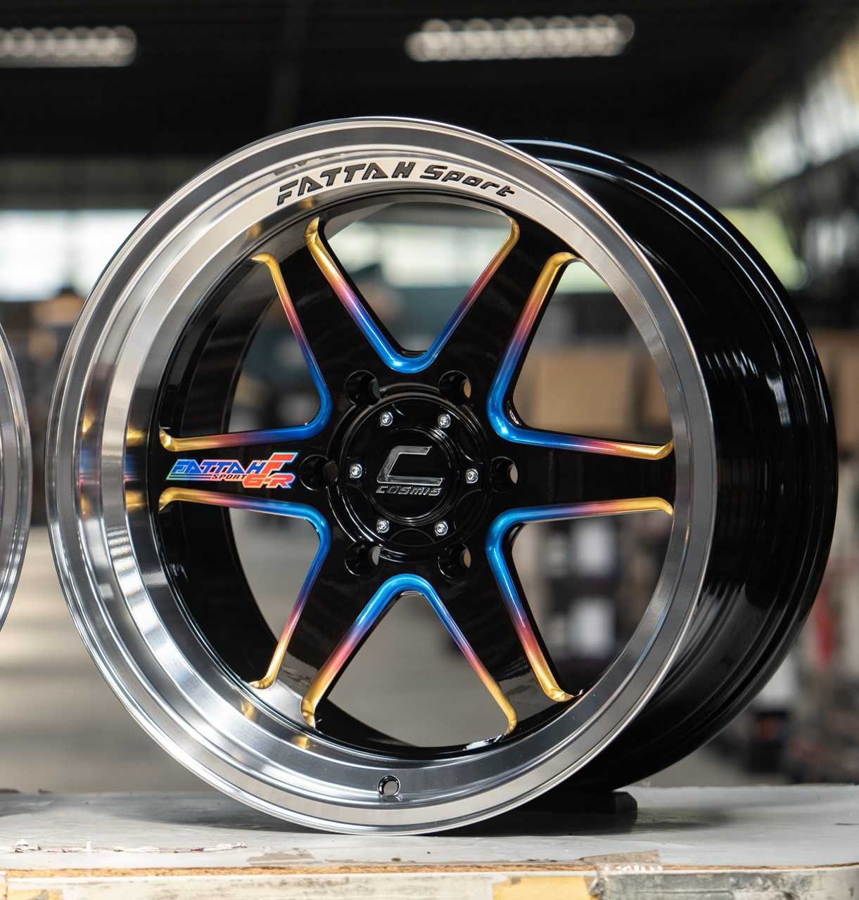 แม็กซ์ FATTAH/F6-R 18X10.5 6X139.7 ET30 CB.106 TITANIUM+LP+PLATE(สีไทเทเนียม+ขอบเงา+เพลท)Custom