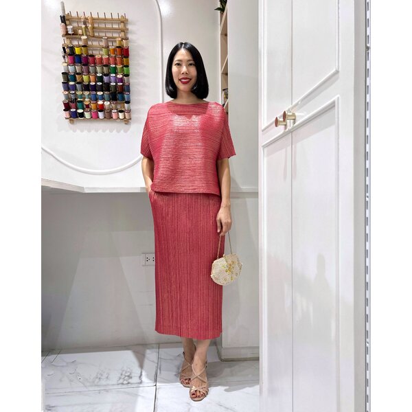 2MUAY รุ่น GJO10519 / GJO10532 เซ็ตอัดพลีท METALLIC PLEATED SET 6 สี FREE SIZE