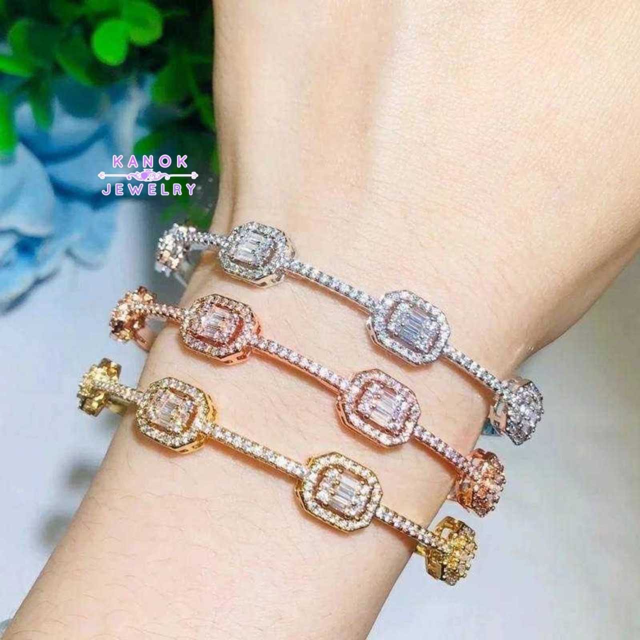 Kanok Jewelry /สร้อยข้อมือประดับเพชรสังเคราะห์ CZ  / จัดส่งฟรี EMS /B010