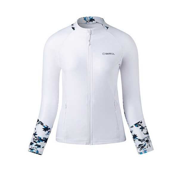 BARREL WOMEN KELLY ZIP UP RASHGUARD - WHITE ชุดว่ายน้ำ ชุดว่ายน้ำแขนยาว ชุดว่ายน้ำผู้หญิง