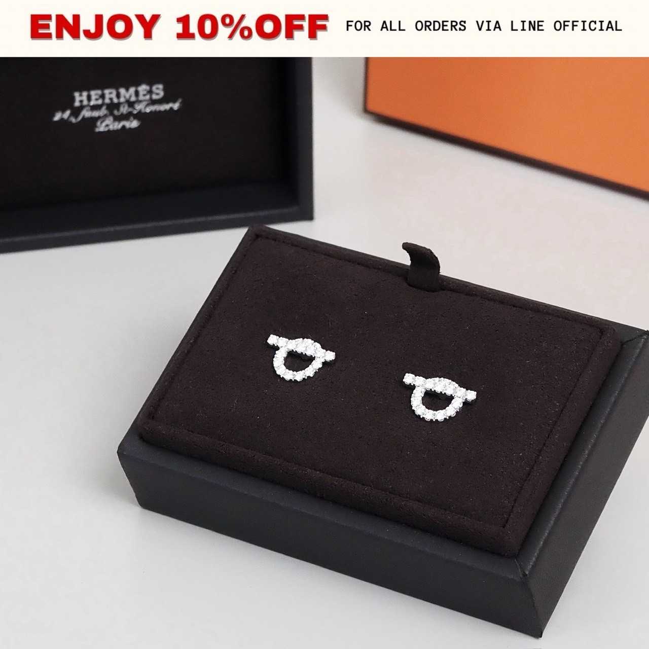 NEW! HERMES Finesse Earrings In White Gold Set With Diamonds | ACC