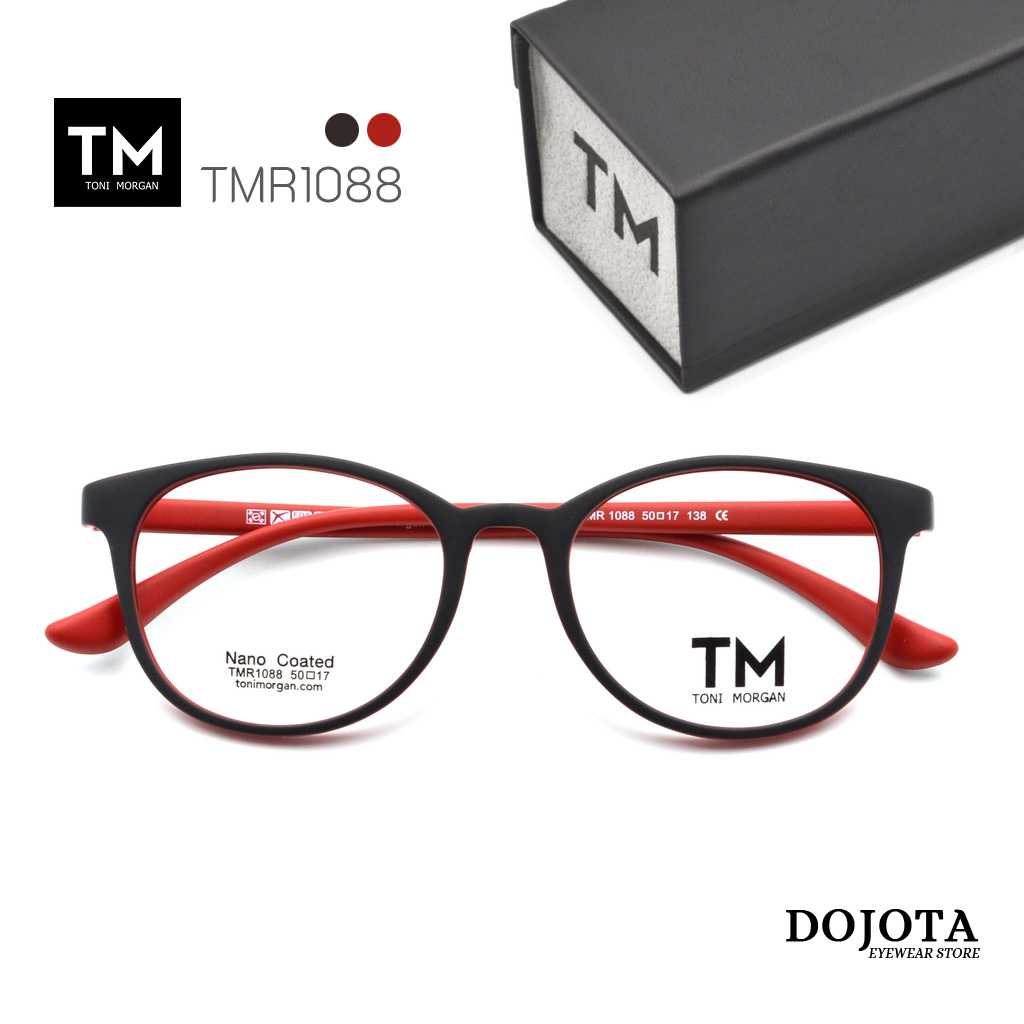 กรอบแว่นตา Toni Morgan รุ่น TMR1088 สีแดง สไตล์เนิร์ด ยืดหยุ่นได้ น้ำหนักเบา