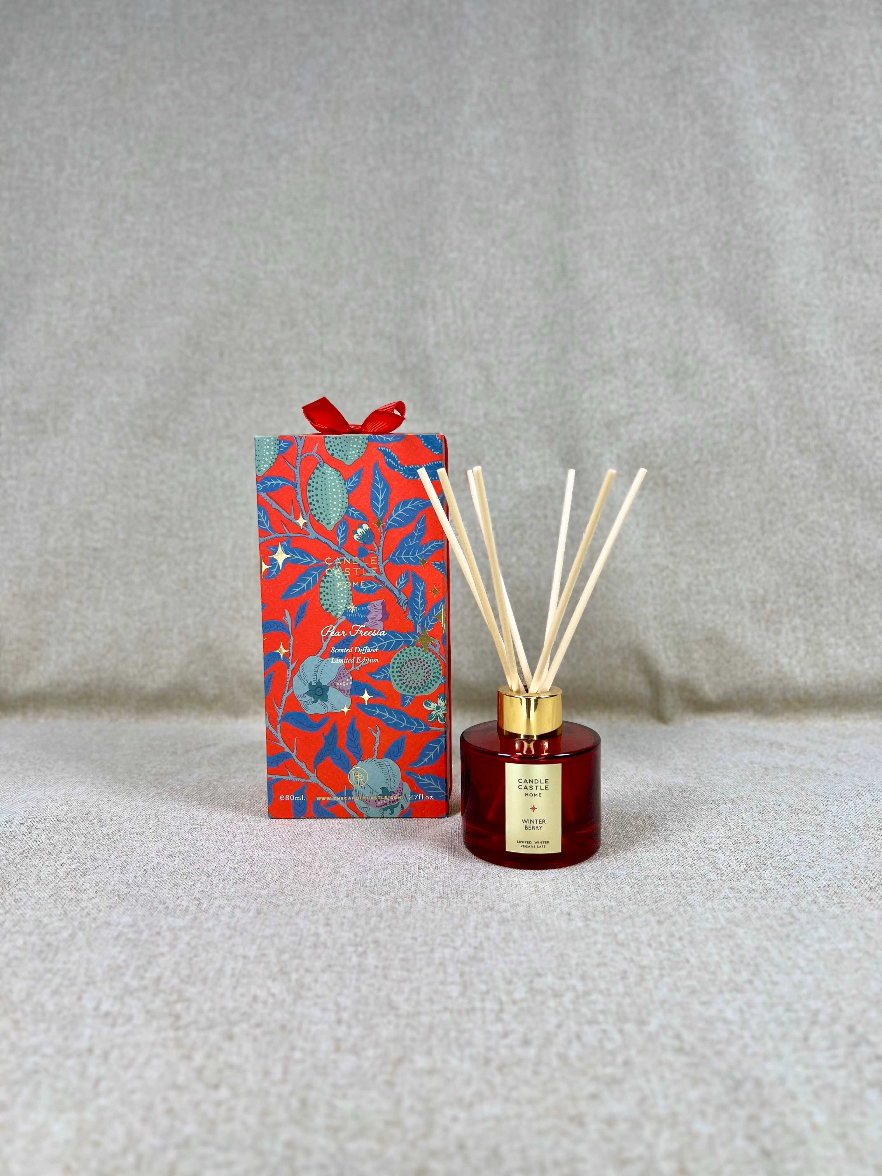 Festive Scent Diffuser 80ml. RED GLASS BOTTLE