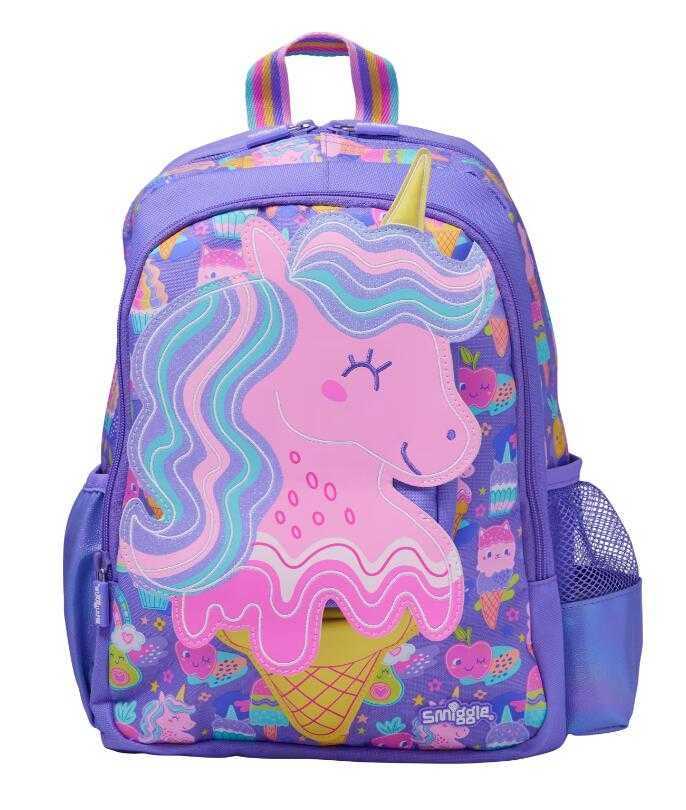 กระเป๋านักเรียนSmiggle กระเป๋า ลายไอติมยูนิคอนม่วง ขนาด 14 นิ้ว ของแท้ พร้อมส่งในไทย💕✔