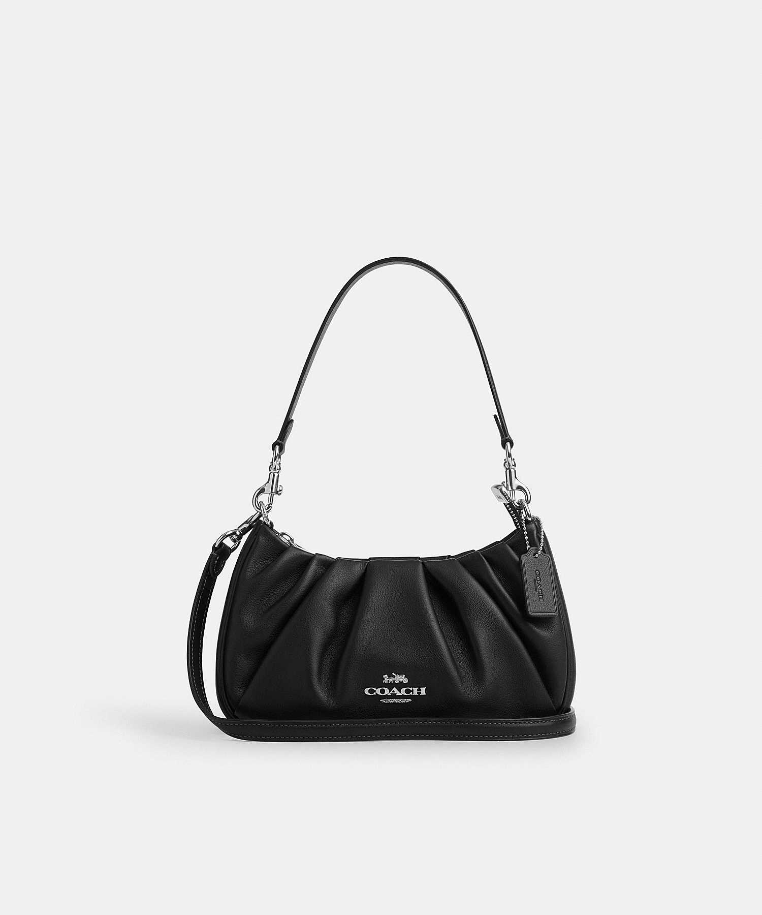 COACH TERI SHOULDER BAG WITH RUCHING CT761 SV/BK