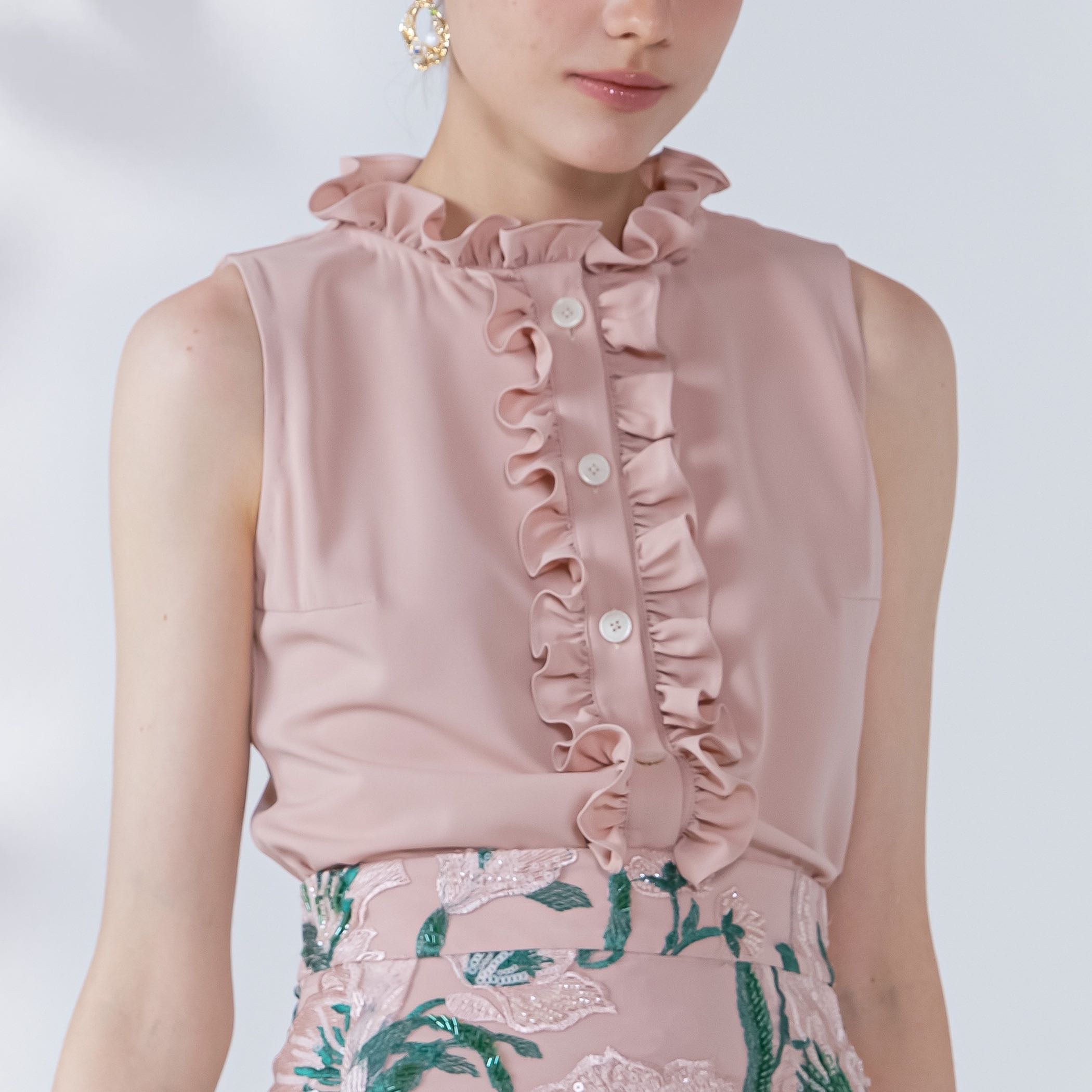 Ruffle Sleeveless Shirt