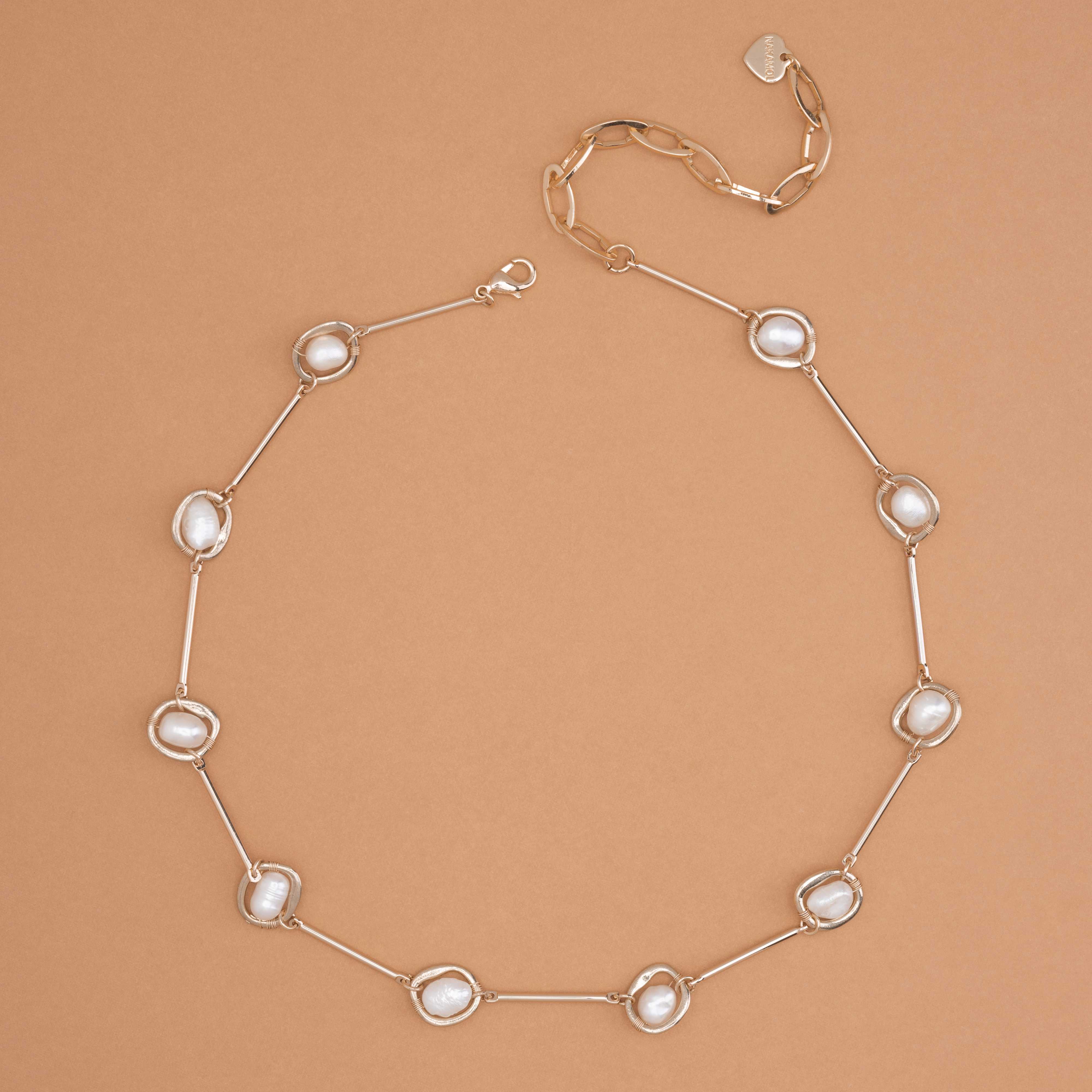 WHITE PEARL GOLD ROSARY NECKLACE