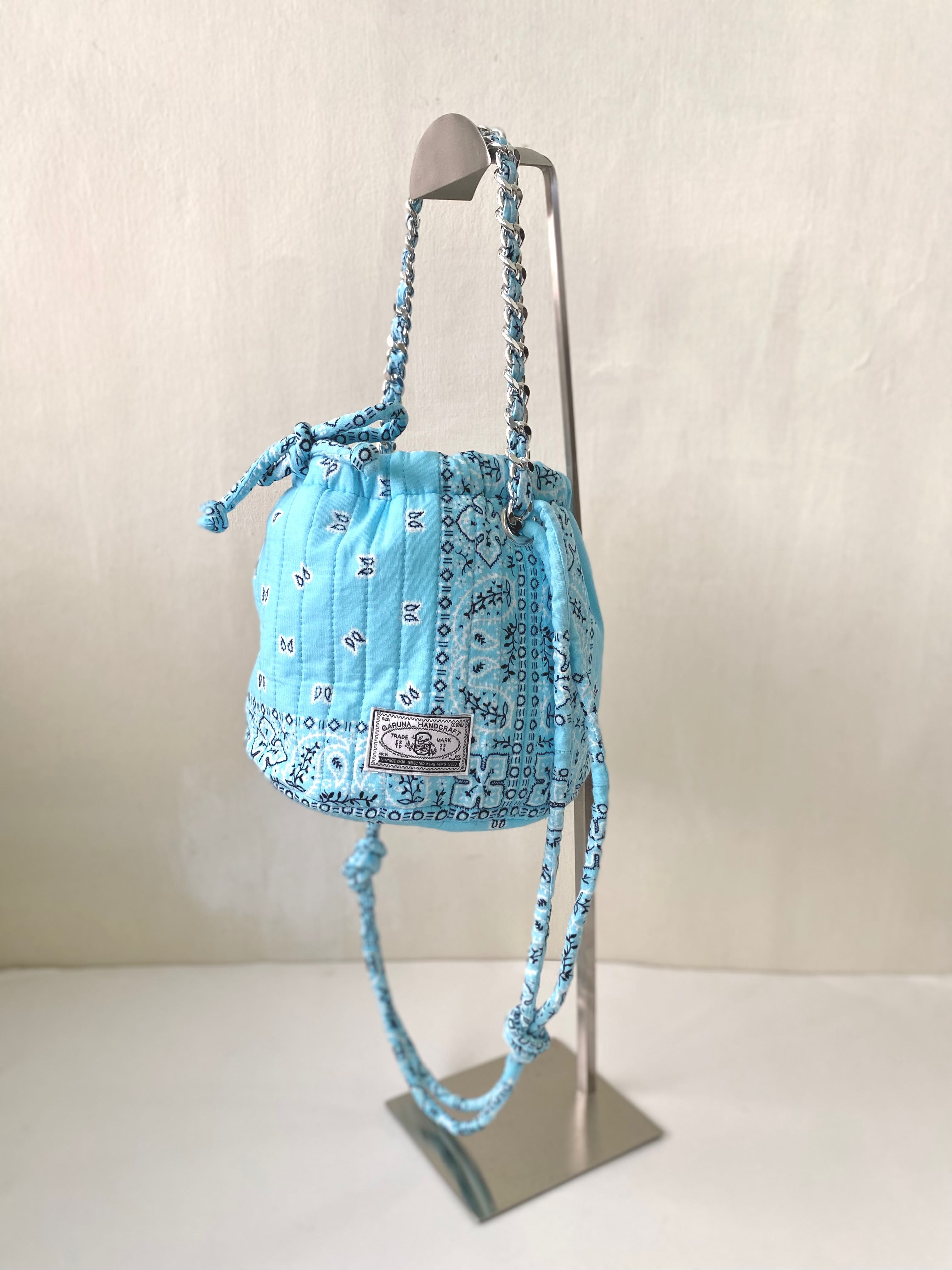 Blue Cloud Mini Dumpling Bandana Bag no : mn 18
