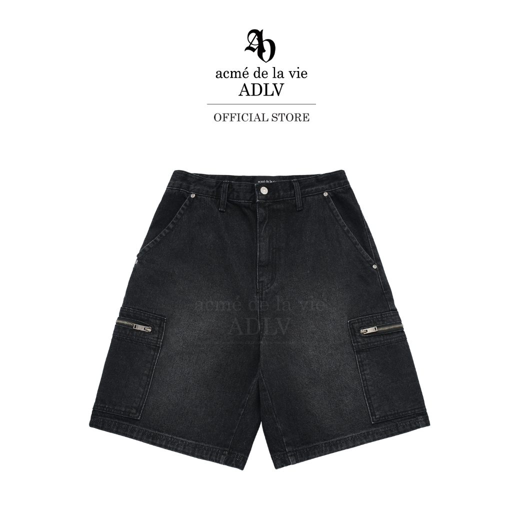 ADLV [acme de la vie] กางเกงยีนส์ขาสั้น รุ่น Double Pocket Denim Short Pants Black