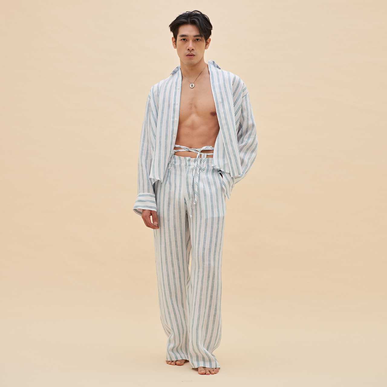 BALIBOY RESORTWEAR เสื้อเชิ้ตลินิน กางเกงขายาว / kale
