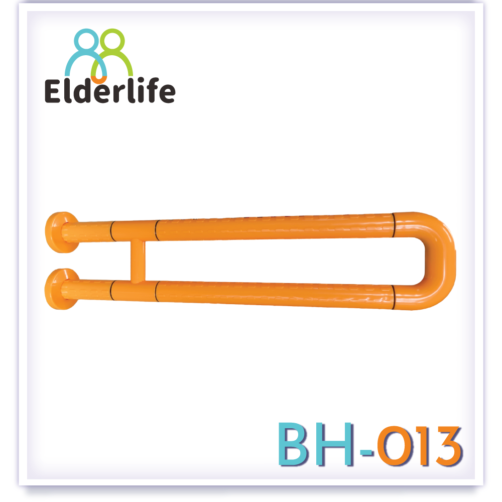 ราวจับผู้สูงอายุ Elderlife กันลื่น สแตนเลส รูปทรงตัว U รุ่น BH-013 สีส้ม