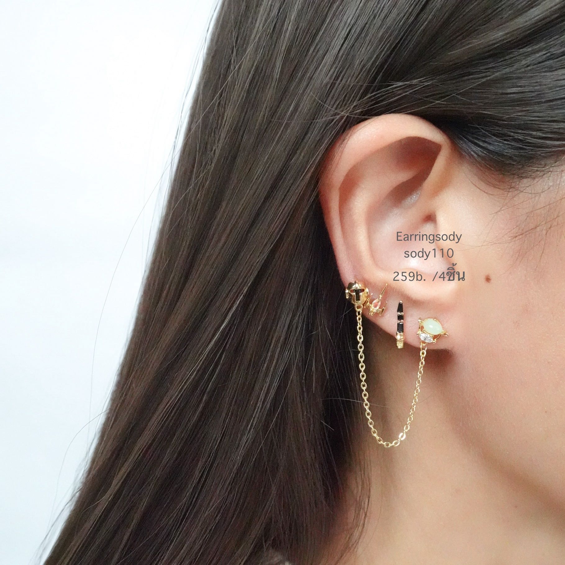 Sody110 Fairytales collection ต่างหูเซต4ชิ้น ต่างหูเงินแท้925 ชุบทอง18k