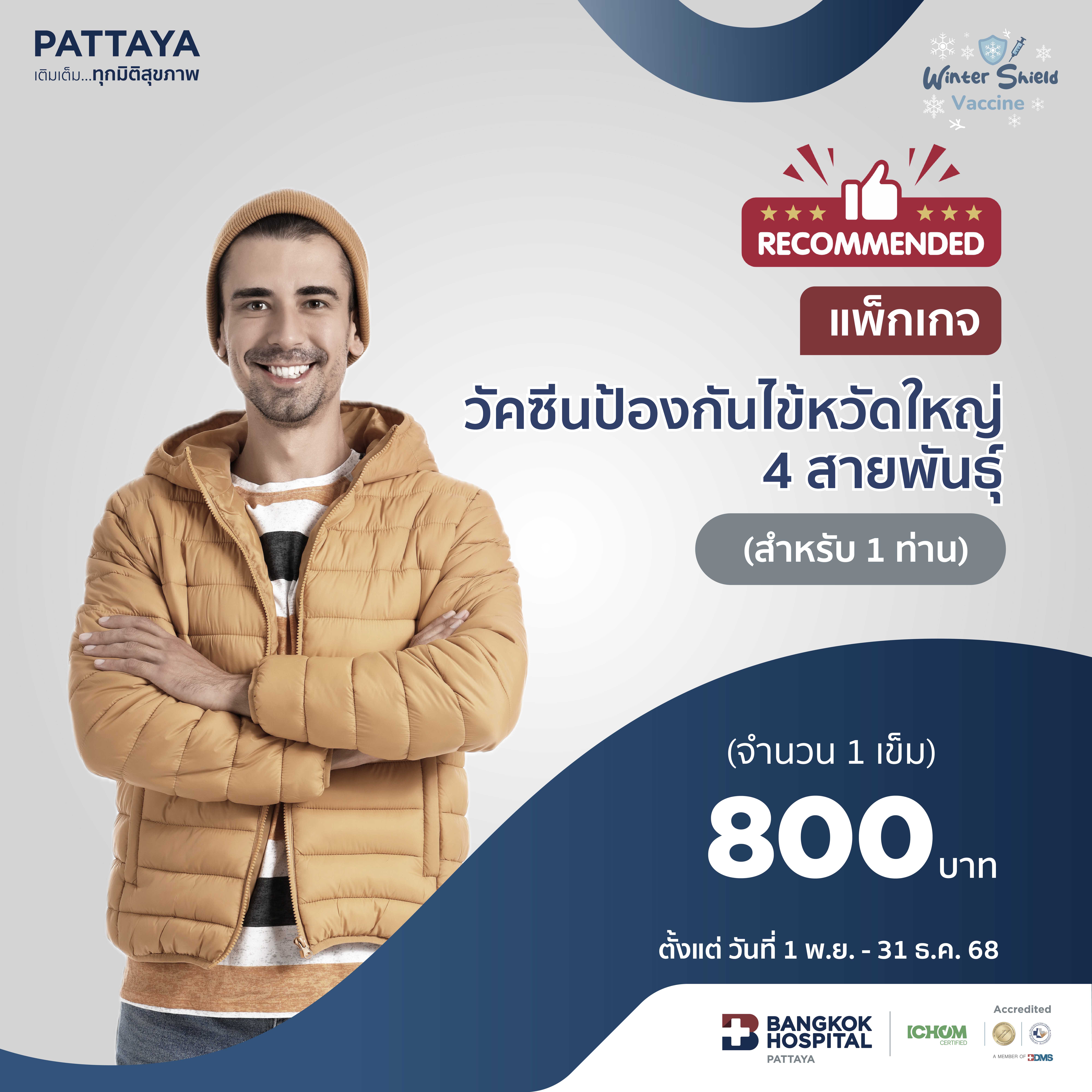 แพ็กเกจวัคซีนป้องกันไข้หวัดใหญ่ 4 สายพันธุ์ (สำหรับ 1 ท่าน)