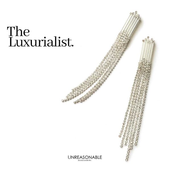 ต่างหูออกงาน สีเงิน ต่างหูคลิป ต่างหูก้านเงินแท้ น้ำหนักเบา UA0319-02 Unreasonable Accessories